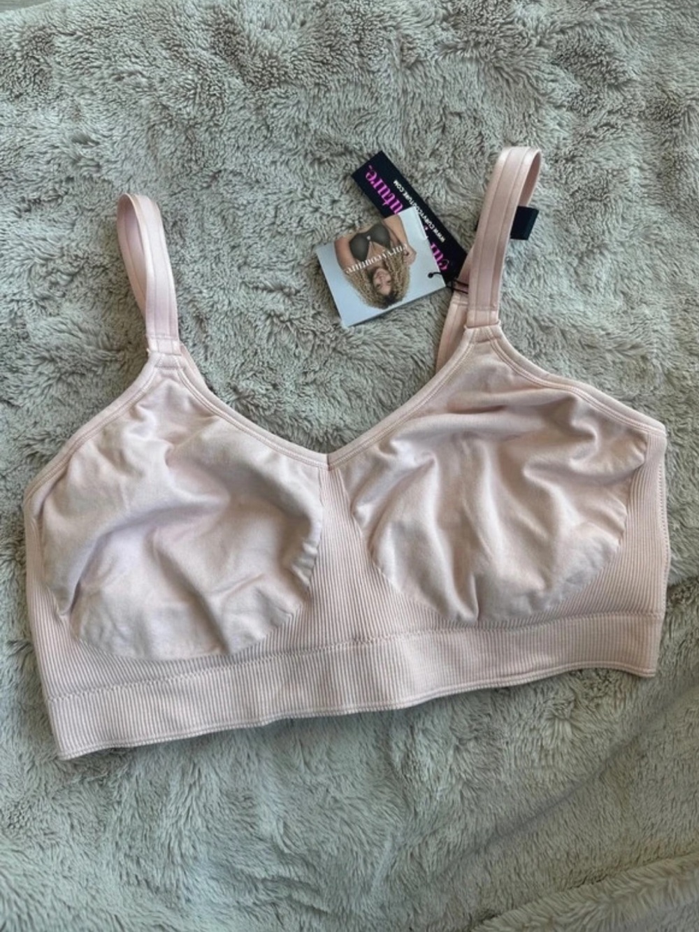 NWT Curvy Couture Supportive Seamless Wirefree Bra XL Blush #1331